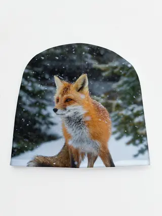Детская шапка / Лиса в зимнем лесу