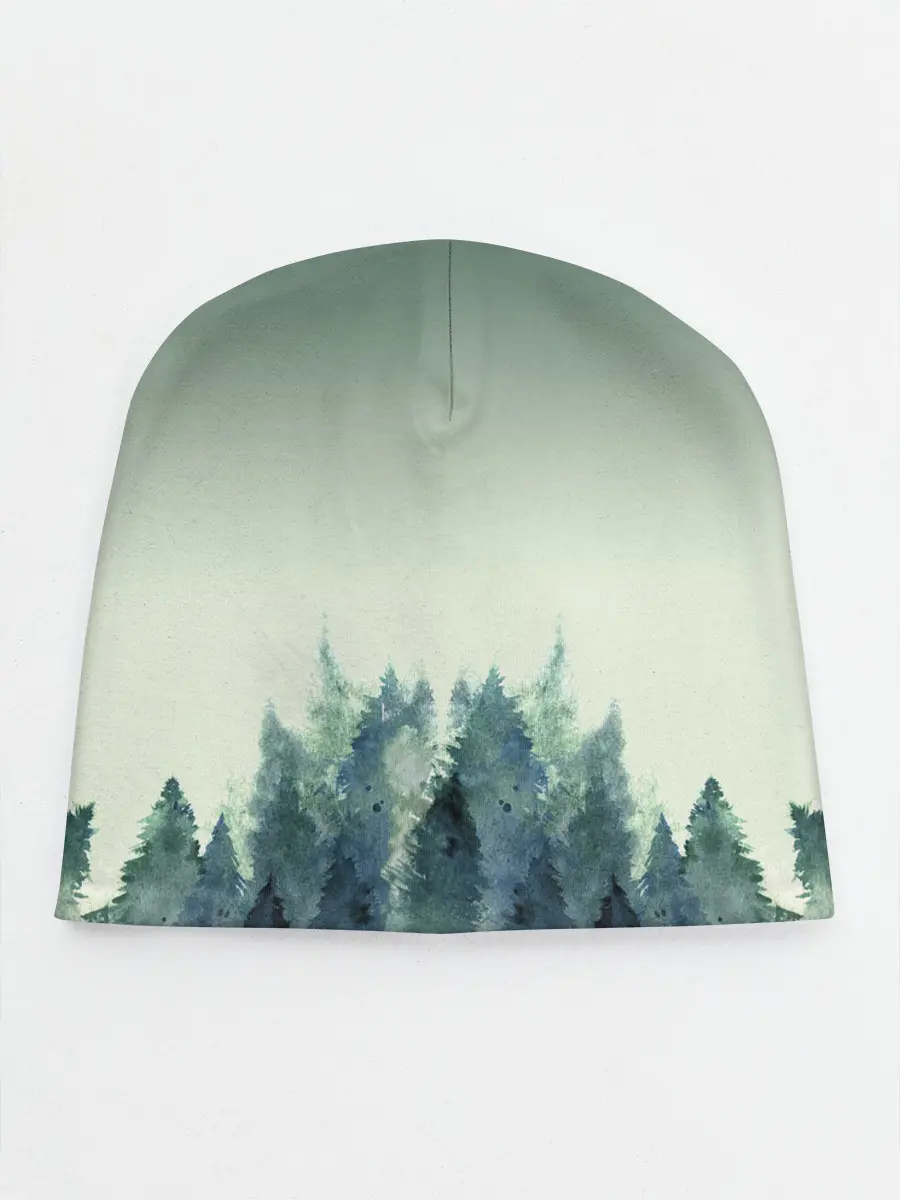 Детская шапка / акварельный лес градиент
