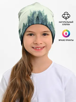 Детская шапка / акварельный лес градиент