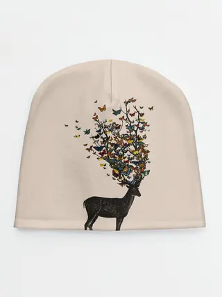 Детская шапка / Олени с рогами из бабочек