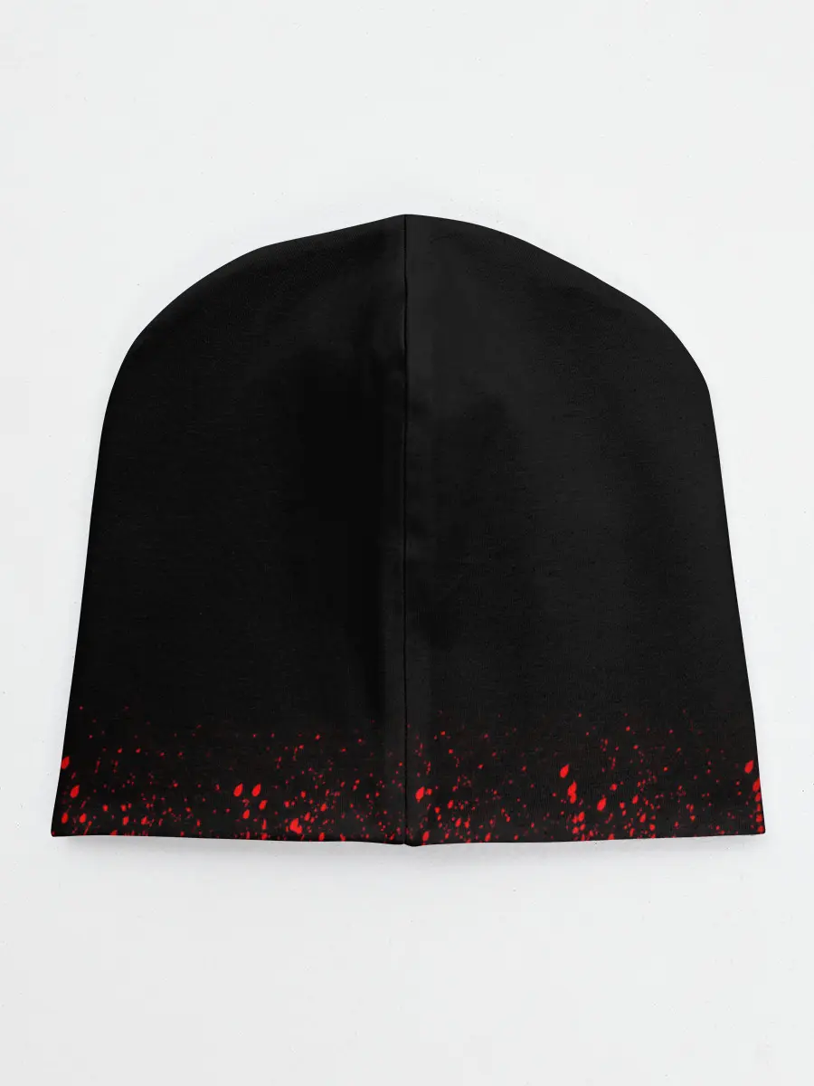 Детская шапка / Красный логотип Черный клевер на черном