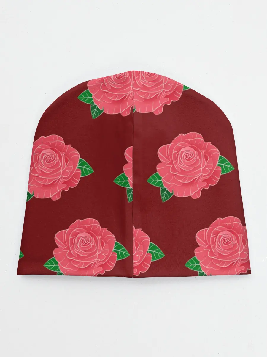 Детская шапка / Розы на красном
