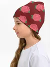 Детская шапка / Розы на красном