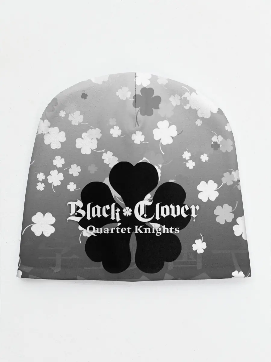 Детская шапка / Черный логотип Клевера на сером градиенте