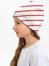 Детская шапка / Полосы красные на белом