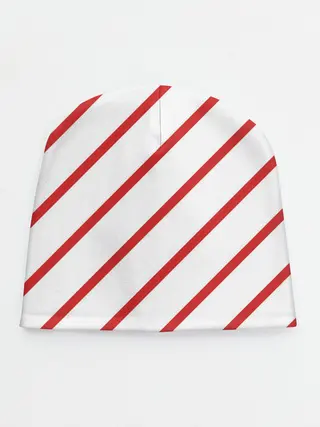 Детская шапка / Полосы красные на белом