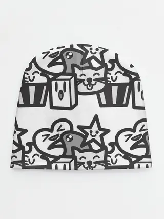 Детская шапка / Чёрно-белые дудлы