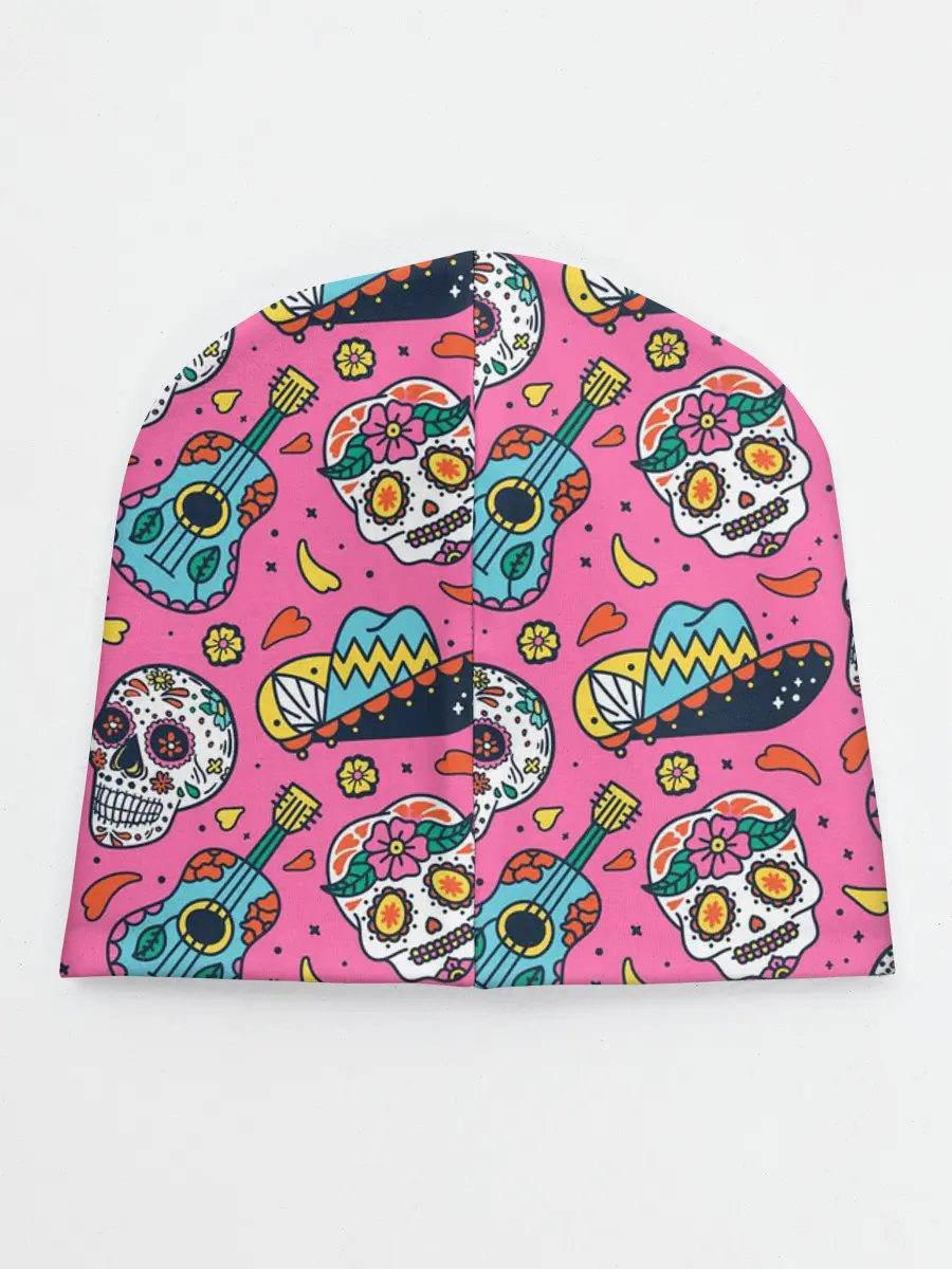 Детская шапка / День Мёртвых узор из черепов