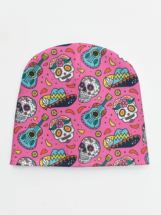 Детская шапка / День Мёртвых узор из черепов