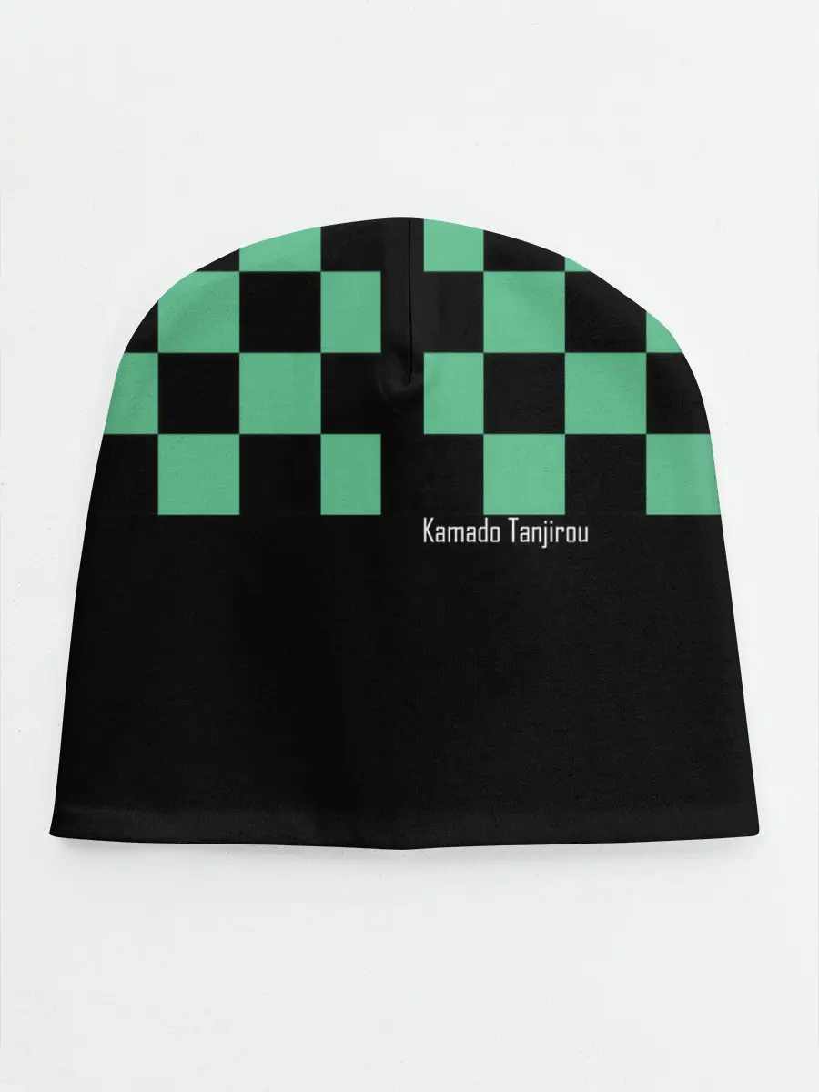 Детская шапка / Kamado Tanjiro зеленые квадраты