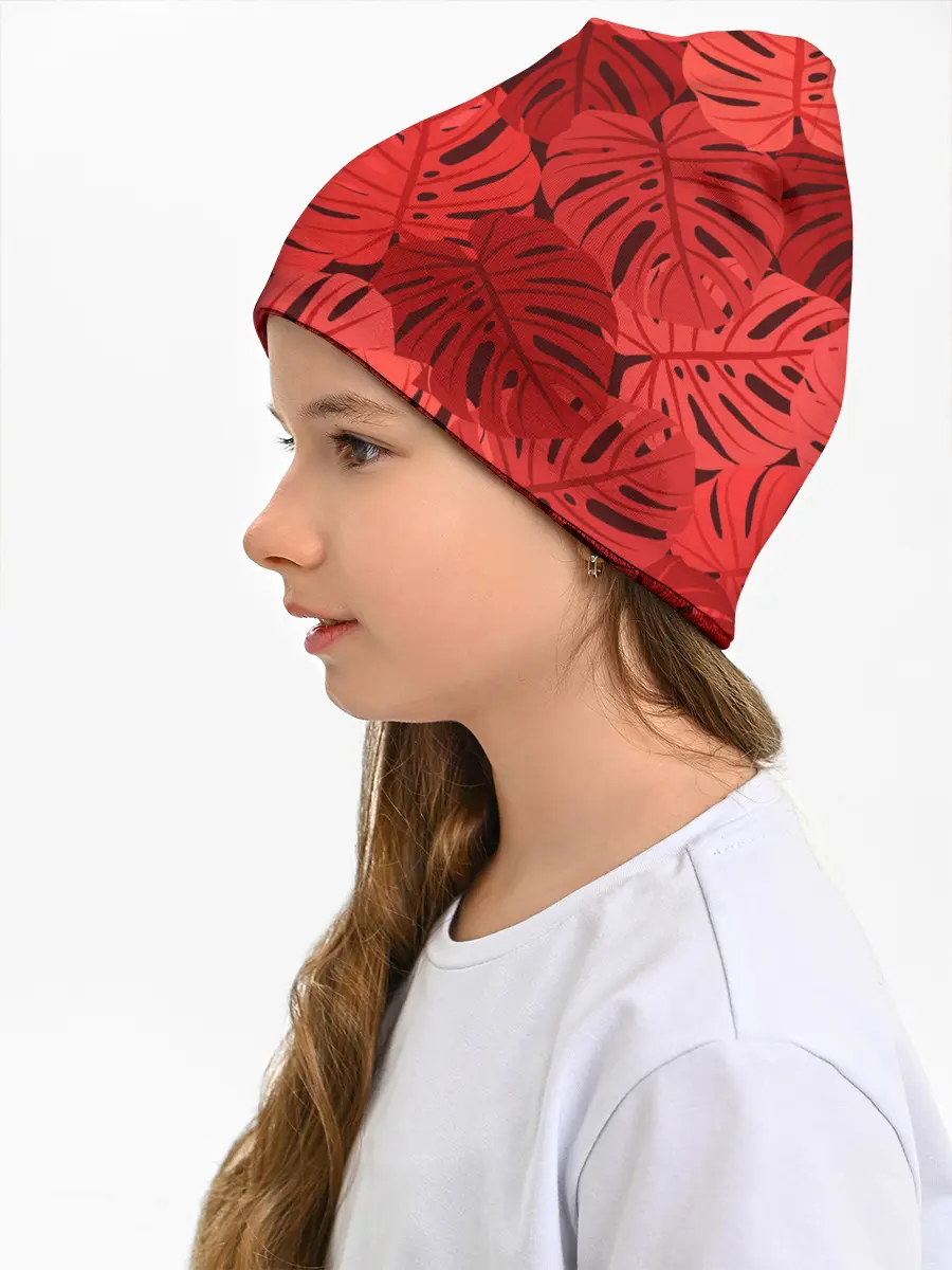 Детская шапка / Тропические листья Монстера