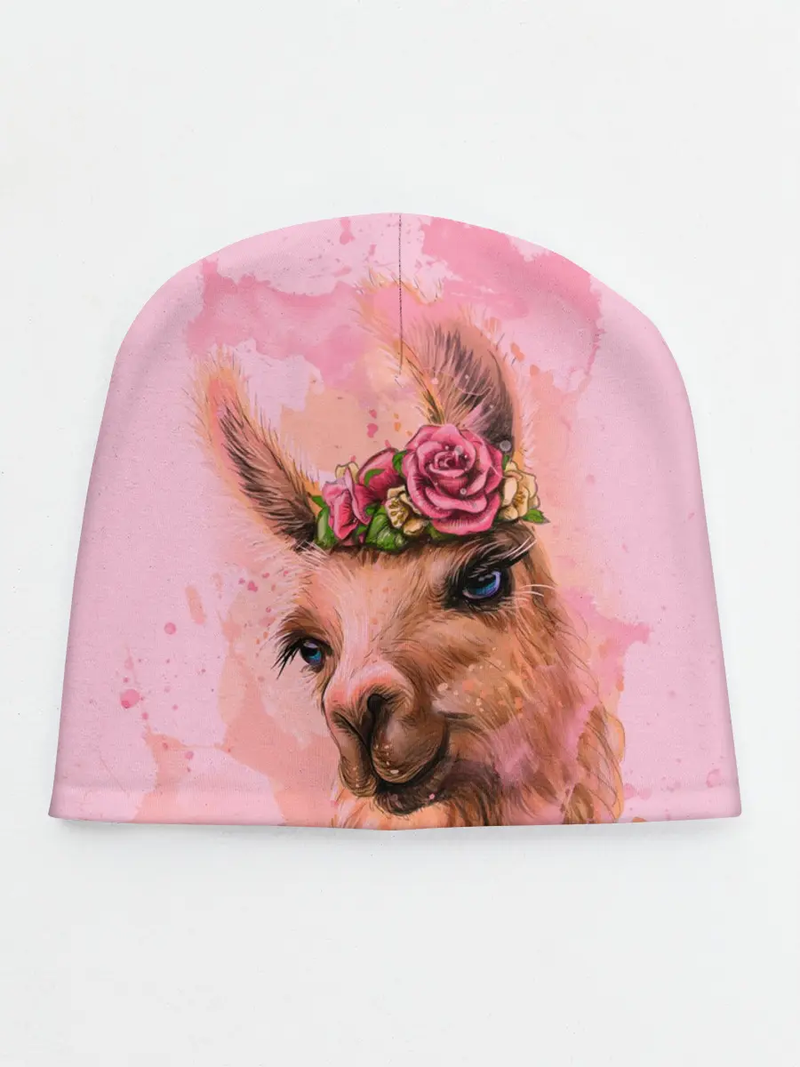 Детская шапка / лама с цветами