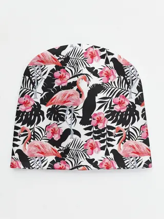 Детская шапка / фламинго и попугаи