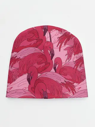 Детская шапка / розовые фламинго