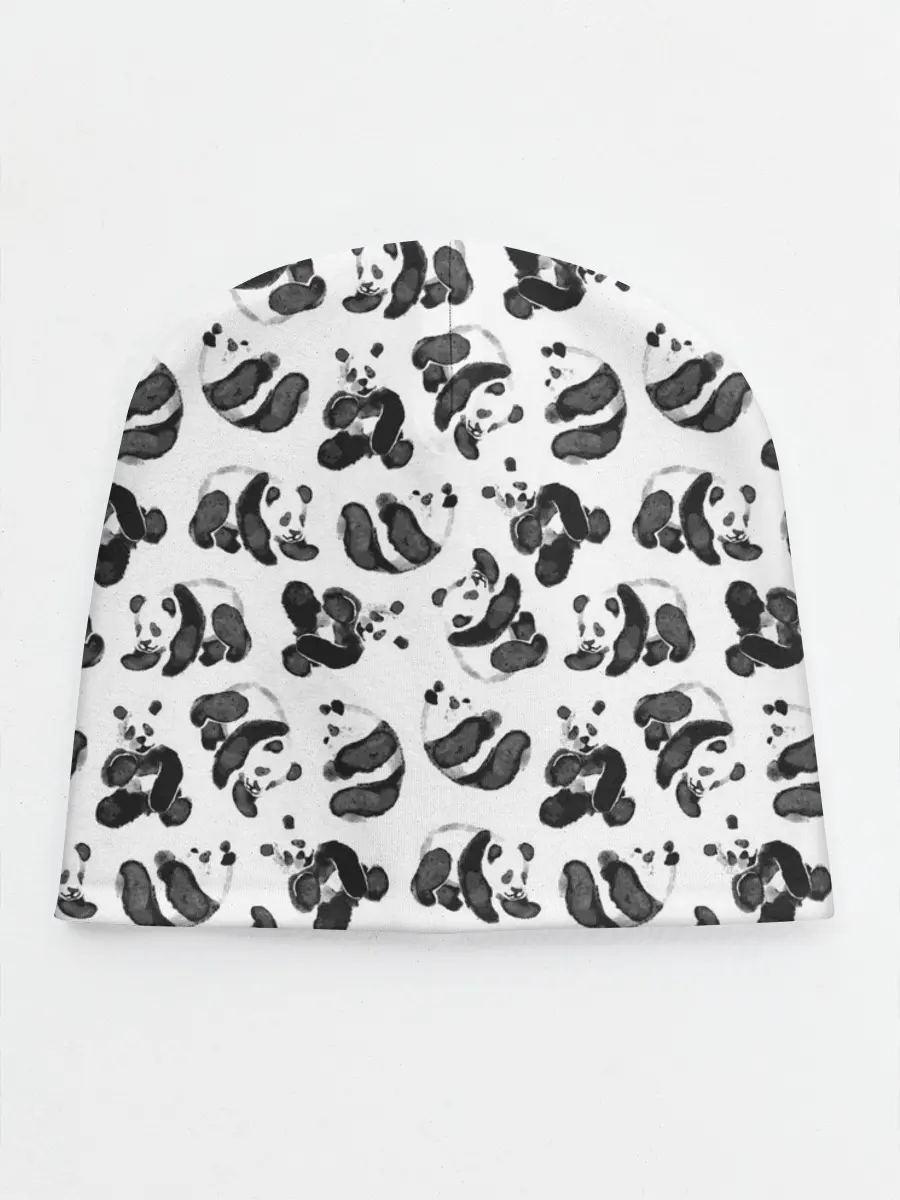 Детская шапка / Акварельные панды паттерн