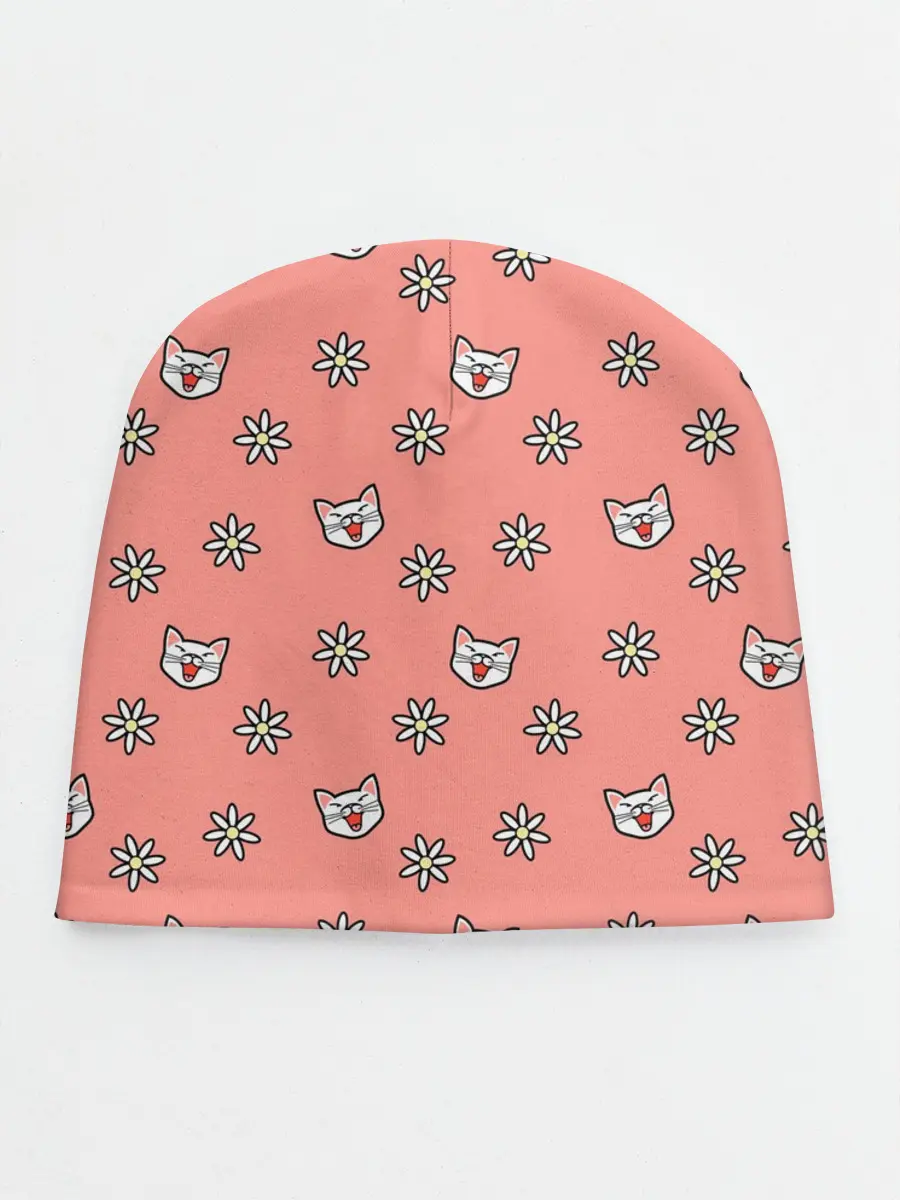 Детская шапка / Кошки и цветы