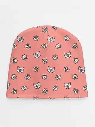 Детская шапка / Кошки и цветы