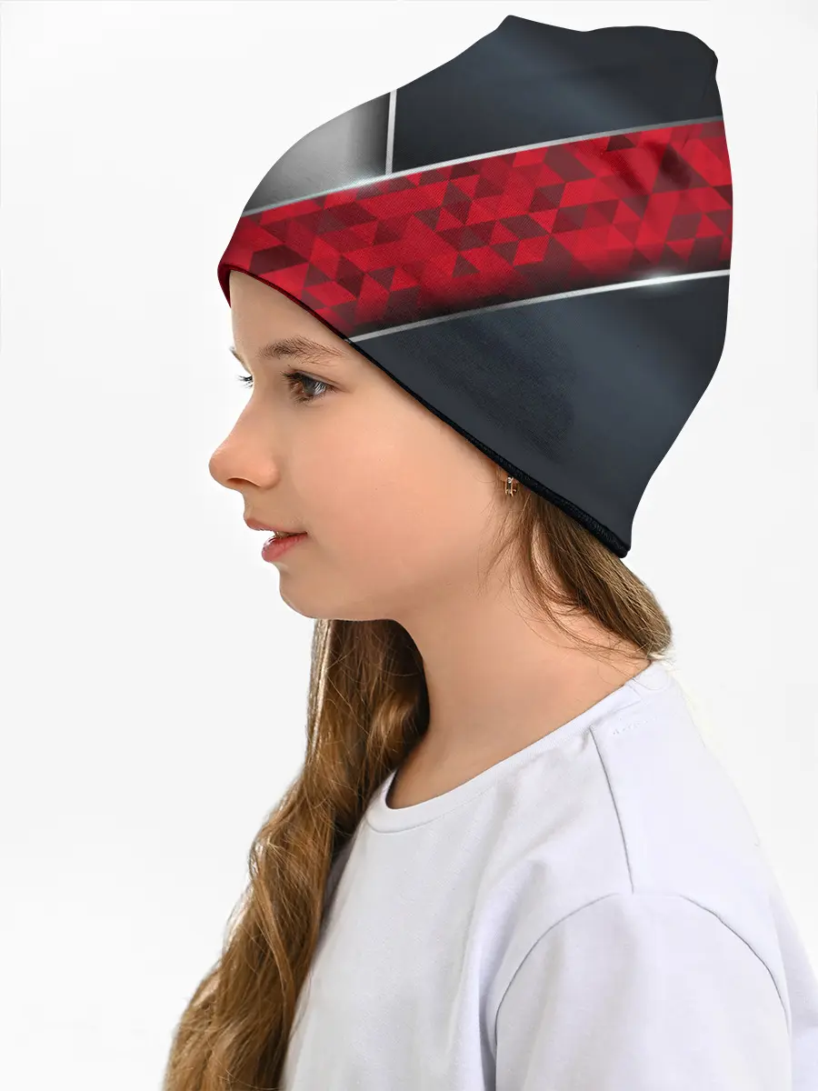 Детская шапка / 3D BLACK AND RED METAL