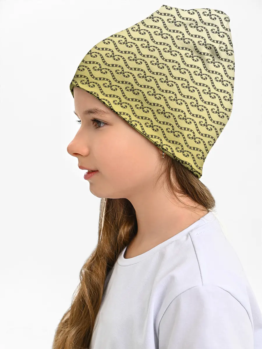 Детская шапка / рисованный узор усы червячки