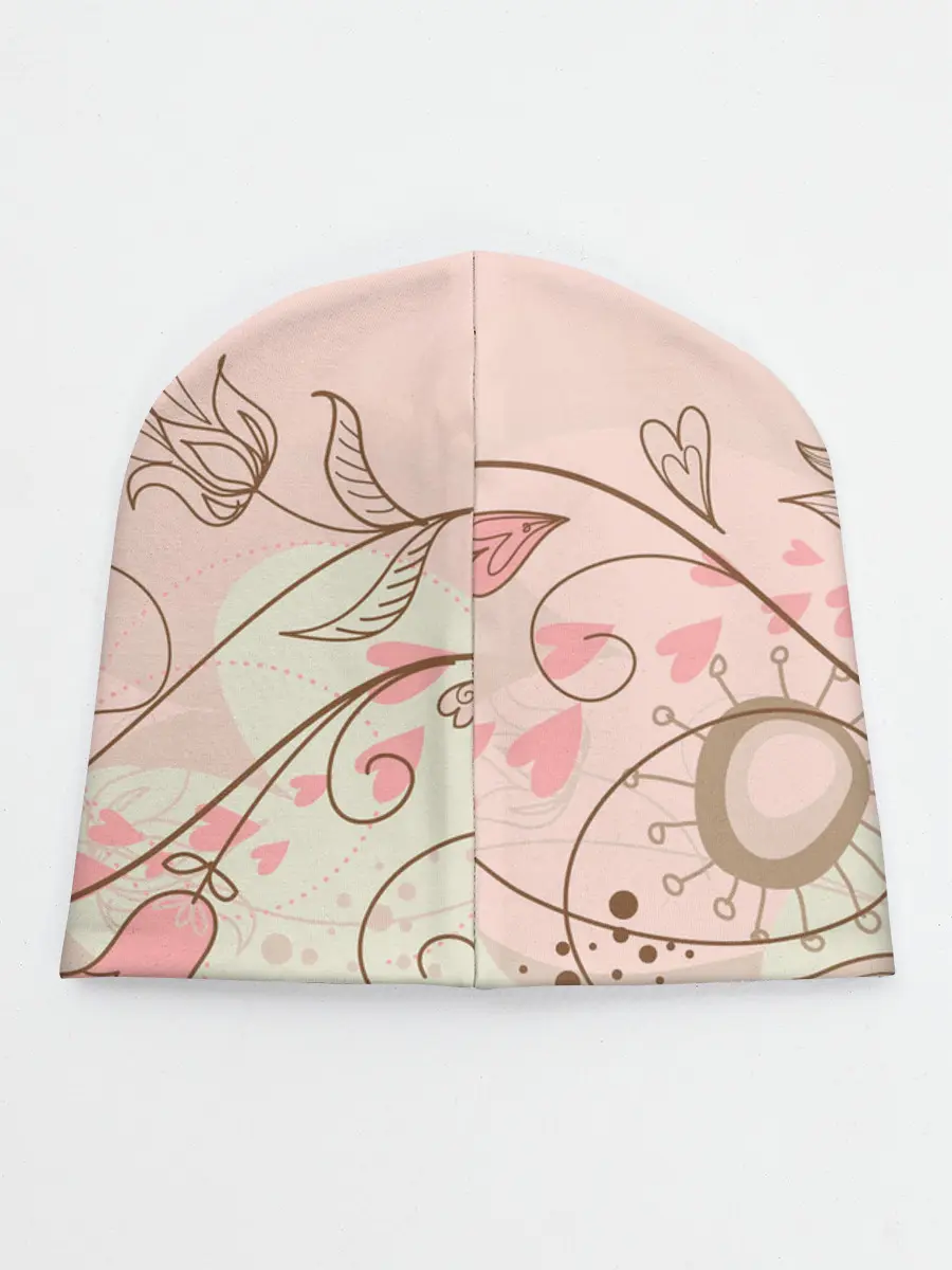 Детская шапка / Летний узор цветы птичка