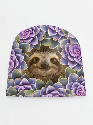 Детская шапка / Ленивец среди цветов