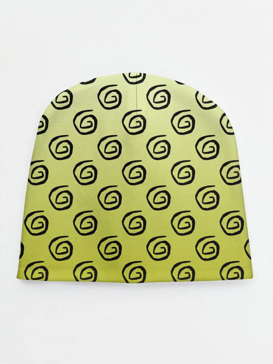 Детская шапка / узор спиральки на желтом фоне