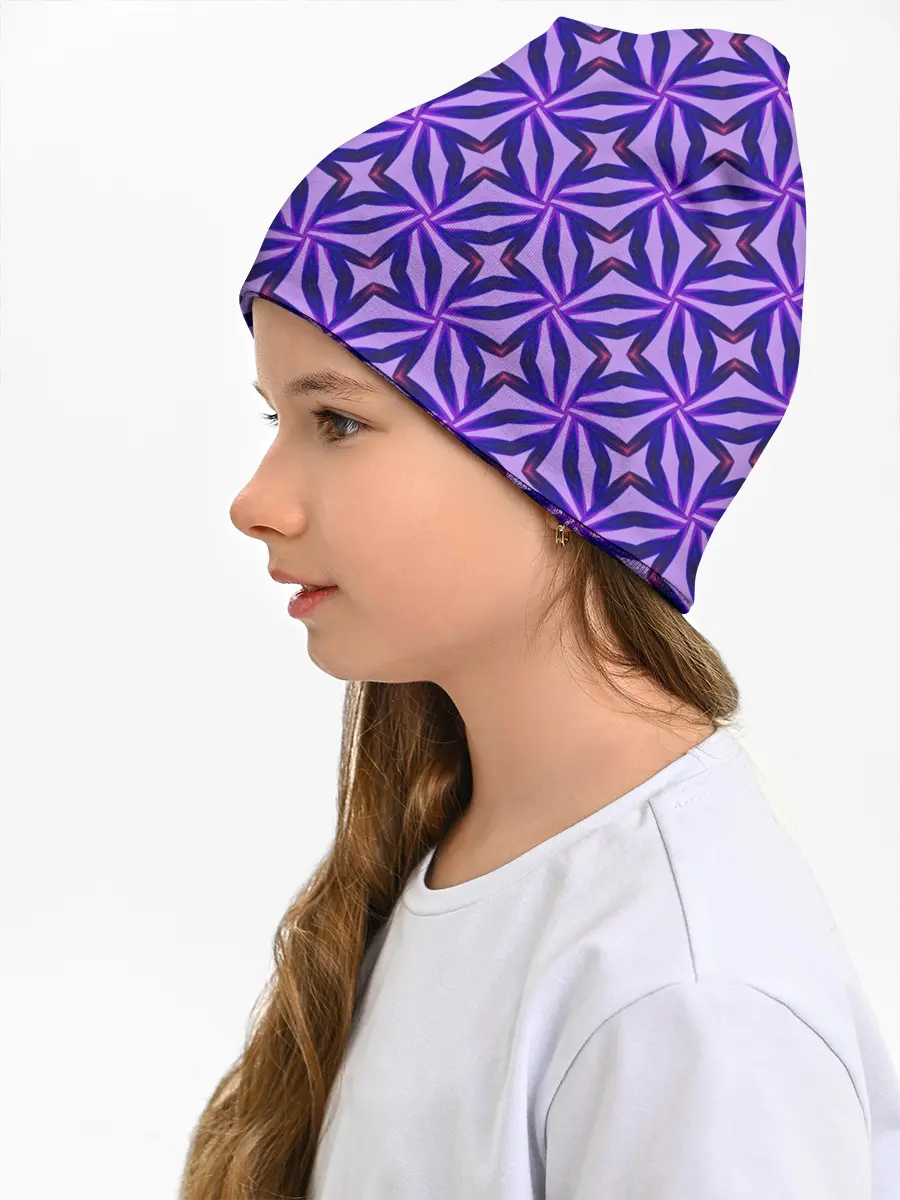 Детская шапка / Синие острые узоры