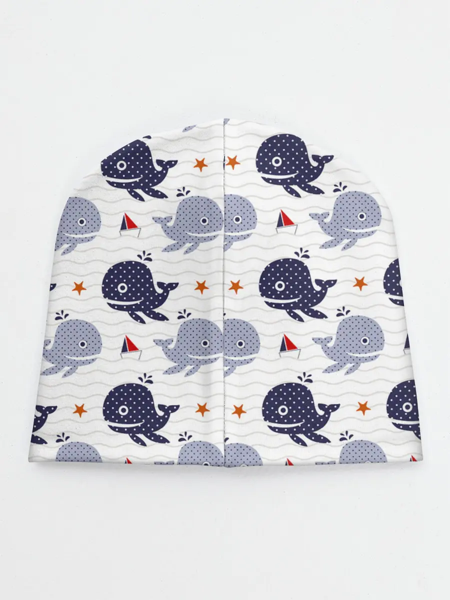 Детская шапка / Киты и яхты