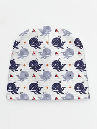 Детская шапка / Киты и яхты
