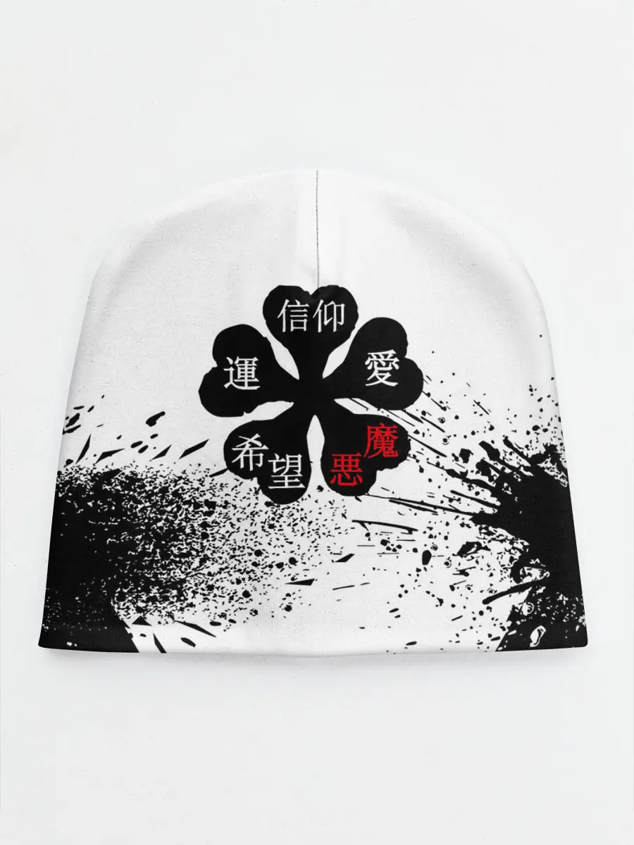 Детская шапка / Чёрный клевер с иероглифами