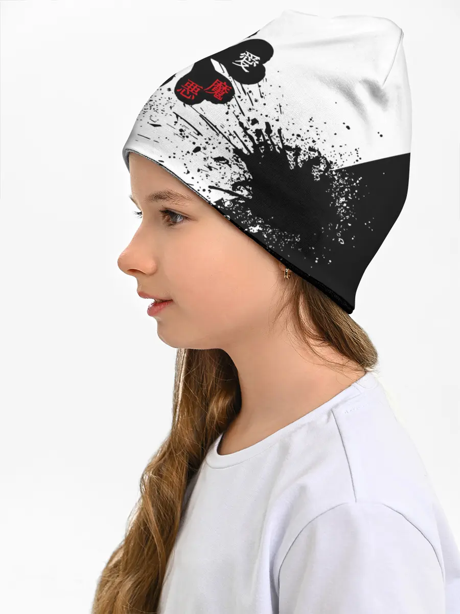 Детская шапка / Чёрный клевер с иероглифами