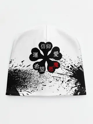 Детская шапка / Чёрный клевер с иероглифами