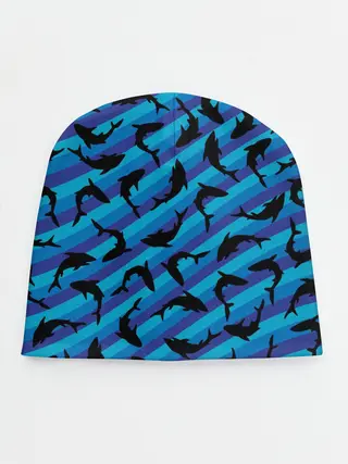 Детская шапка / Черные акулы паттерн