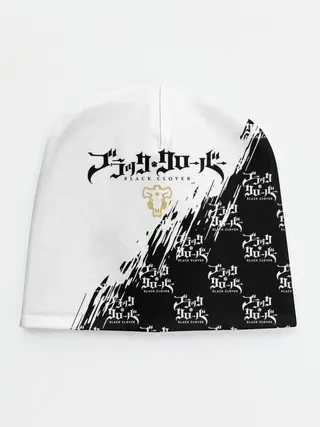 Детская шапка / Чёрный клевер черно-белый разрыв