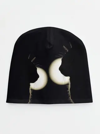 Детская шапка / Пара | Силуэты черных кошек