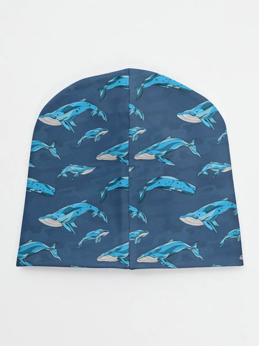 Детская шапка / Киты на синем