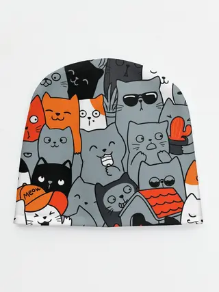 Детская шапка / Разноцветные коты