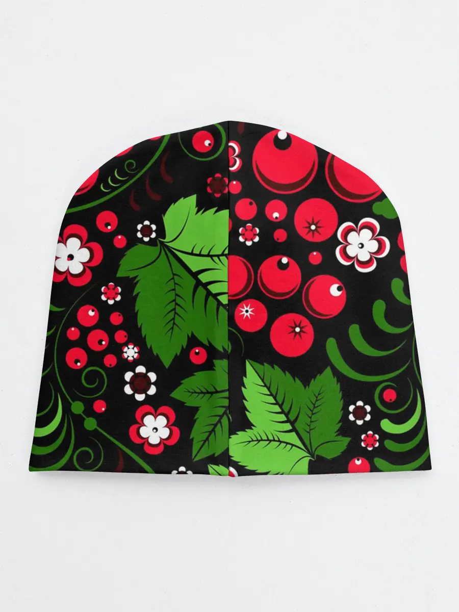 Детская шапка / ХОХЛОМА ЛИСТЬЯ И ЯГОДЫ