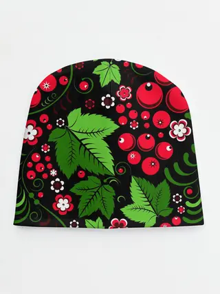 Детская шапка / ХОХЛОМА ЛИСТЬЯ И ЯГОДЫ