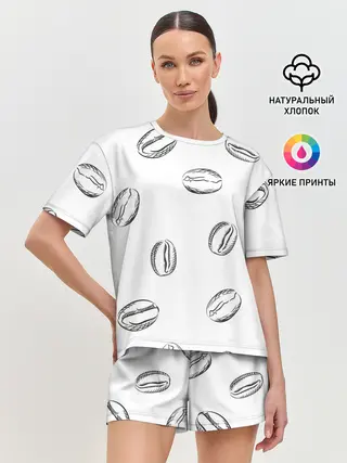 Женская пижама с шортами / Кофейные зёрна
