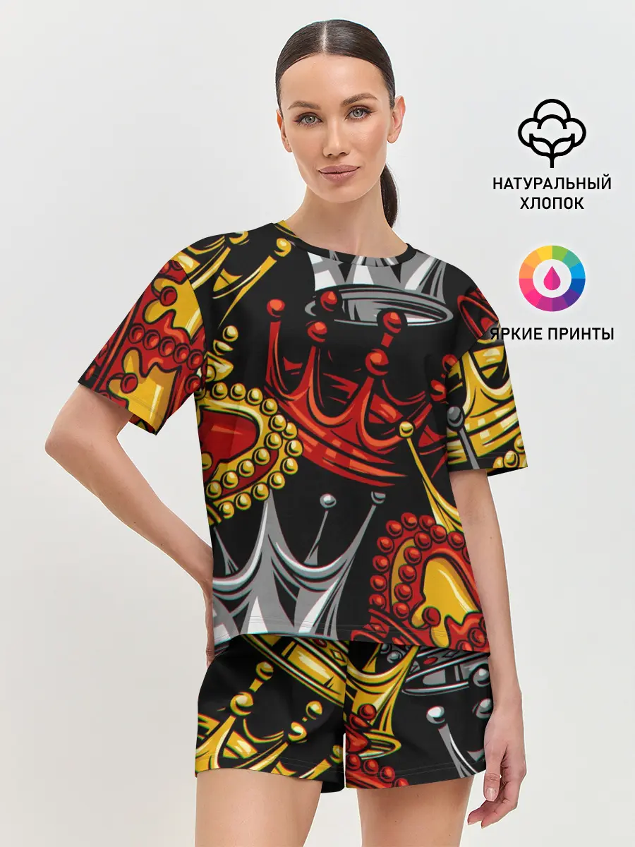 Женская пижама с шортами / КОРОЛЕВСКИЙ БАГРОВЫЙ 3D