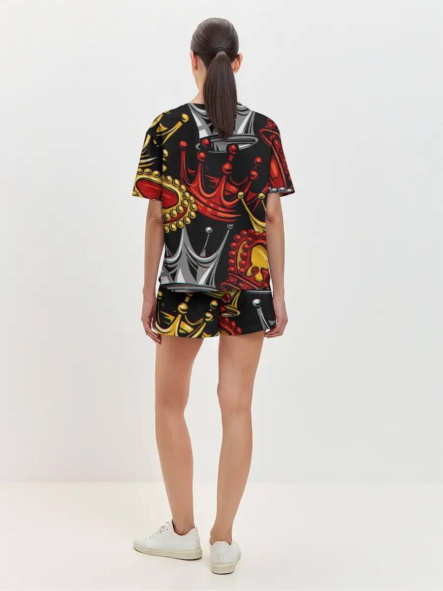 Женская пижама с шортами / КОРОЛЕВСКИЙ БАГРОВЫЙ 3D