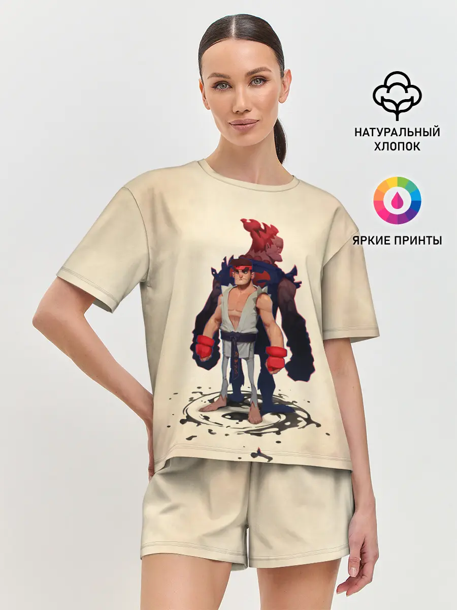 Женская пижама с шортами / Рю и Акума