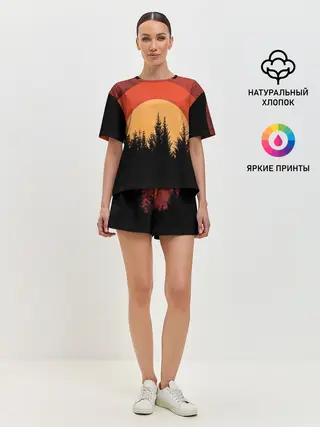 Женская пижама с шортами / ЛЕСНИК 3D