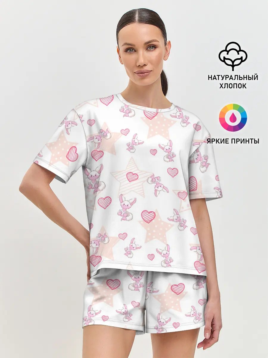 Женская пижама с шортами / Лисички