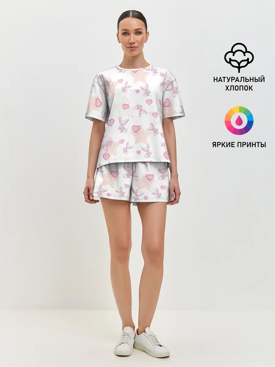 Женская пижама с шортами / Лисички