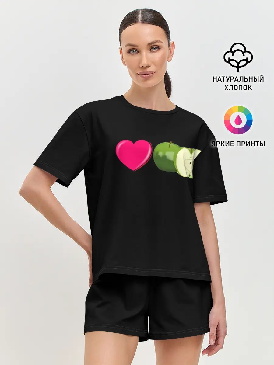 Женская пижама с шортами / I LOVE APPLE