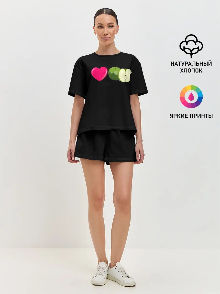 Женская пижама с шортами / I LOVE APPLE