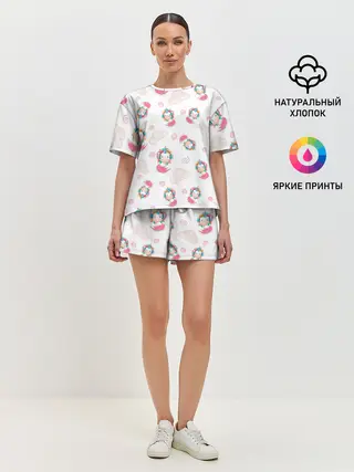 Женская пижама с шортами / Радужные Единороги
