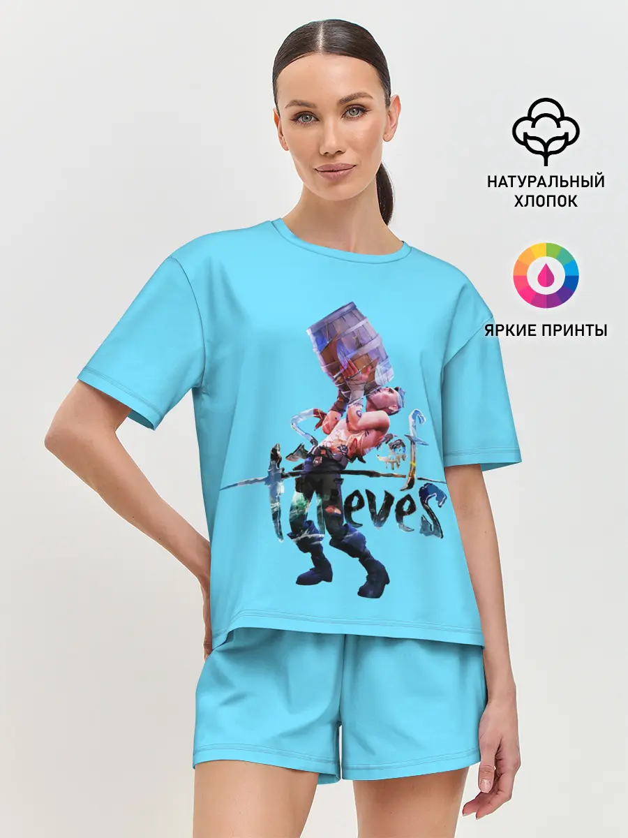 Женская пижама с шортами / Пират с бочкой рома